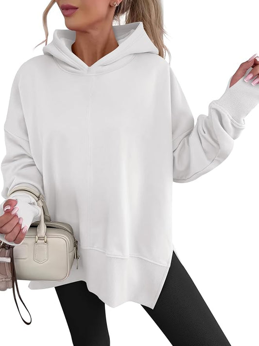 ANRABESS Womens Oversized Hoodies Long Sleeve Fleece Side Slit Hooded Sweatshirts Pullover 2026 Fall Outfits Y2K Clothes by ANRABESS