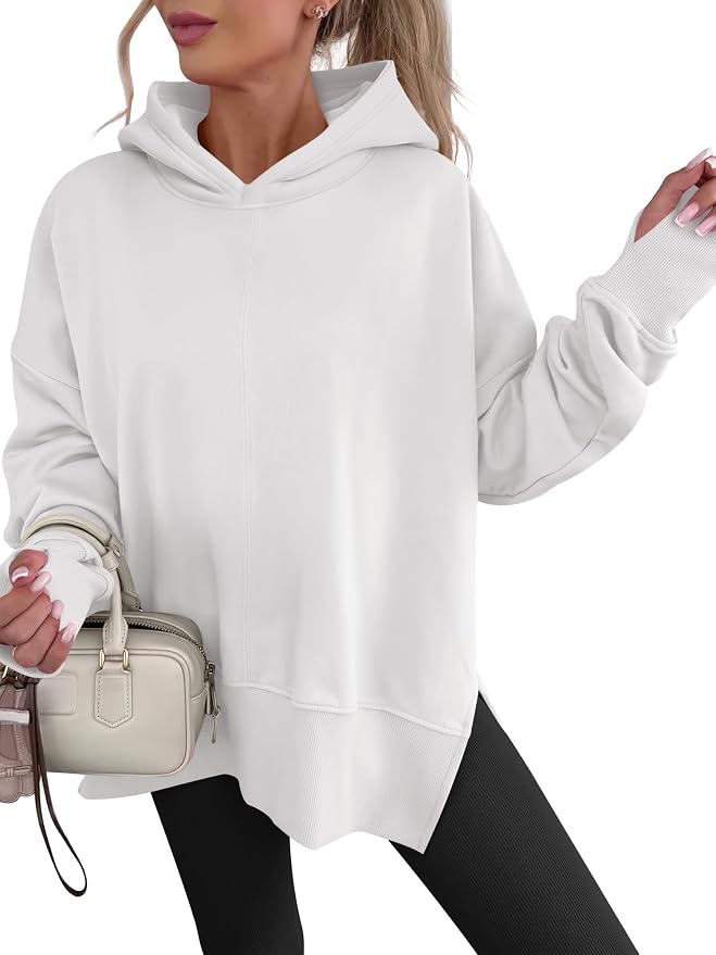 ANRABESS Womens Oversized Hoodies Long Sleeve Fleece Side Slit Hooded Sweatshirts Pullover 2026 Fall Outfits Y2K Clothes by ANRABESS