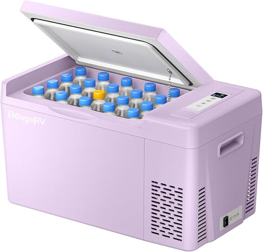 BougeRV Purple 23Quart Portable Refrigerator, 12 Volt Fridge 22L, Portable Freezer Compressor Cooler 12/24V DC 110~240 Volt AC for Truck Van RV Camper -8℉~50℉ by Unknown