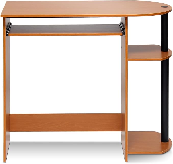 Furinno Simplistic Easy Assembly Computer Desk, With Keyboard Tray, Light Cherry/Black by Furinno-FitsYourSpaceFitsYourBudget