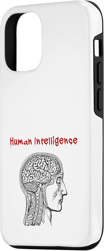 Human Intelligence (Anti Ai Statement & Head Graphic) Case for iPhone 12/12 Pro - Image 2