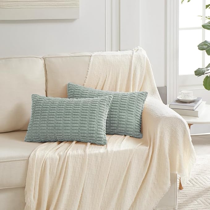 Fancy Homi 4 Packs Decorative Throw Pillow Covers for Living Room Couch Bed, Modern Farmhouse Boho Home Décor Accent Cushion Case, 20" x 12", Grey Blue - Image 6
