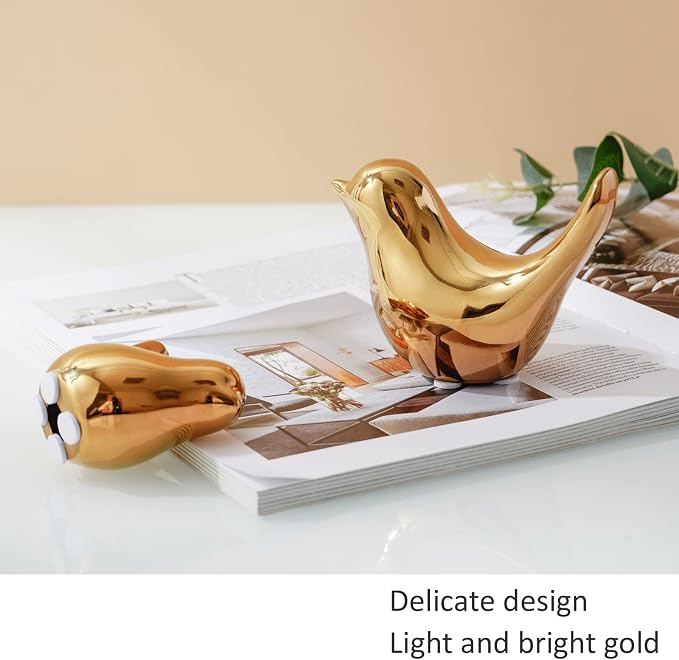 Notakia Gold Home Decor Small Birds Statues Modern Style Decorative Ornaments for Living Room Decor, Bedroom, Office Desktop, Cabinets (2Pcs Gold Birds) - Image 7