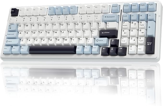 AULA F99 Wireless Mechanical Keyboard, Hot Swappable Custom Keyboard,Pre-lubed Linear Switches,Gasket Structure,RGB Backlit Gaming Keyboard (Blue&White) by AULA