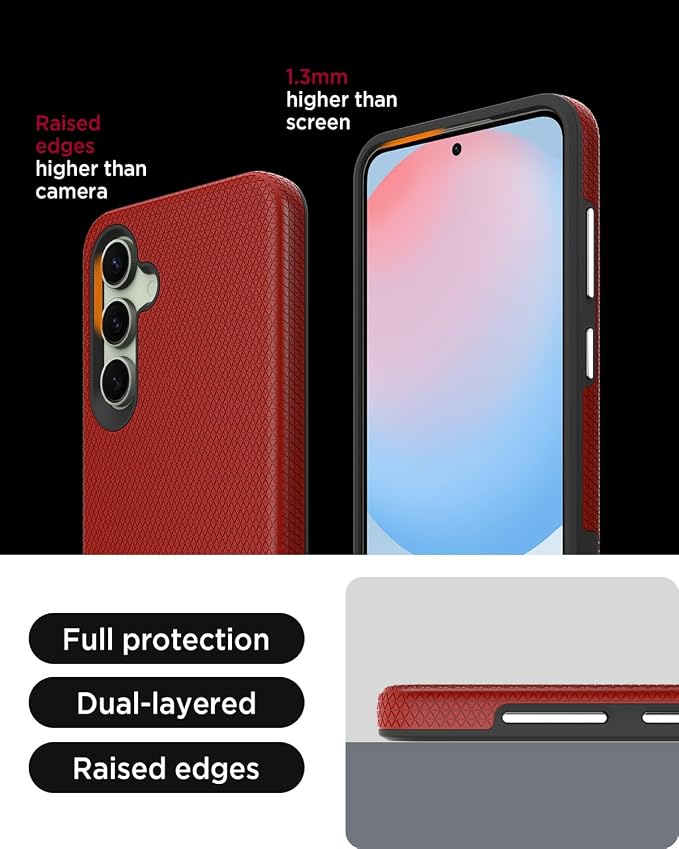 Miimall Slim Case for Galaxy S24 FE Case Rugged, [Dual Layer Protection] [Military Shockproof Drop Proof] [Anti-Slip] [Anti-Scratch] Tough Full Body Heavy Duty Cover for Samsung S24 FE, Red - Image 5