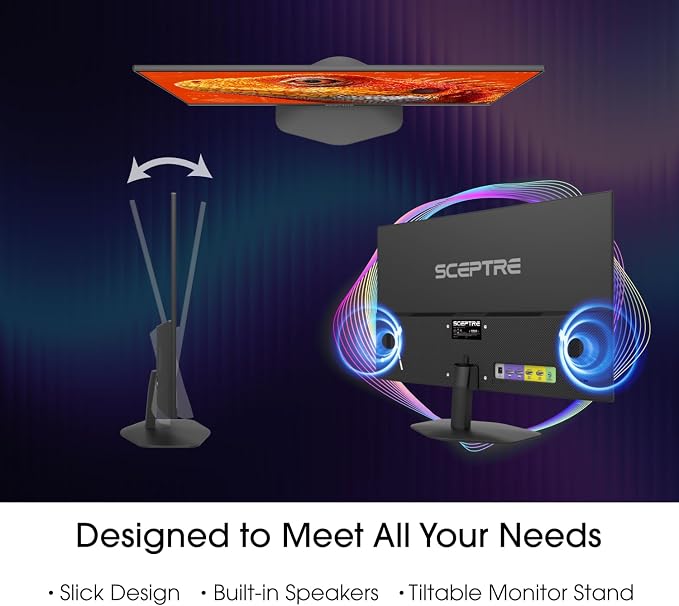 New! Sceptre 24-inch Prime Gaming Monitor DisplayPort x2 165Hz HDMI x2 165Hz Build-in Speakers, Machine Black 2027 (E248B-FW165T Series) - Image 4