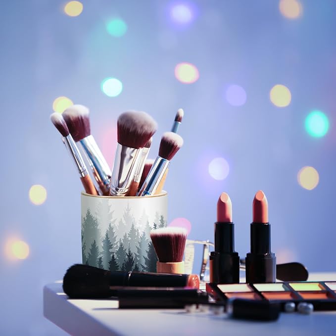 Large Capacity Pen Pencil Holder for Desk, Ceramic Pens Cup Cute Makeup Brushes Holder, Unique Desk Multifunctional Pen Organizer for Home, Office, and School, Forest Pattern - Image 5