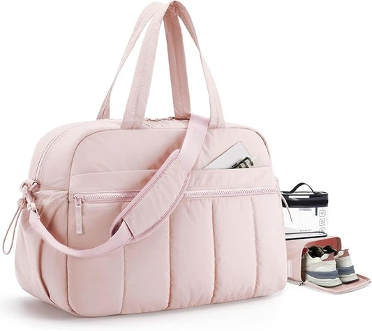 BAGSMART Duffle Bag for Travel, Gym Bag for Women, Weekender Carry on Bag | PVC Wet Pocket, Airline Approved Personal Carry-on Size, Fits Under-seat, One Bag for Gym, Travel, Hospital, Overnight by BAGSMART