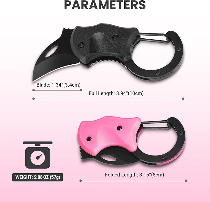 FUNBRO 2 Pack Small Pocket Knife Gifts for Men & Women | Folding Box Cutter, Birthday & Christmas Stocking Stuffers Gifts for Wife Husband Dad Mom (Black & Pink) - Image 6