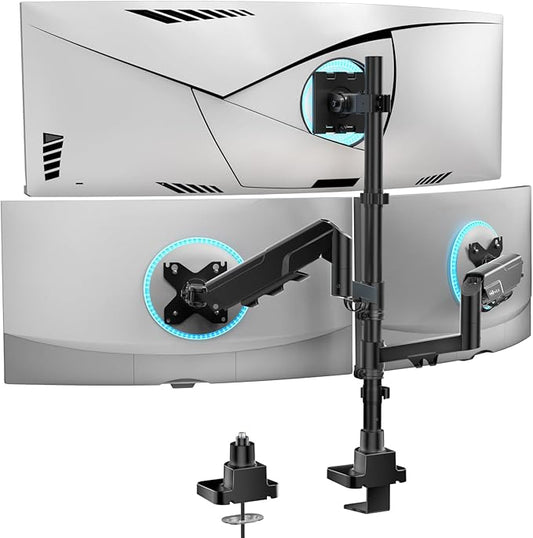WALI Triple Monitor Mount - Extra Tall 3 Monitor Desk Mount for 17-49 Inch Ultrawide Screens, Up to 44 lbs, Fully Adjustable Heavy Duty Monitor Arm, VESA 75/100 mm (GSDM003-P), Black by WALI