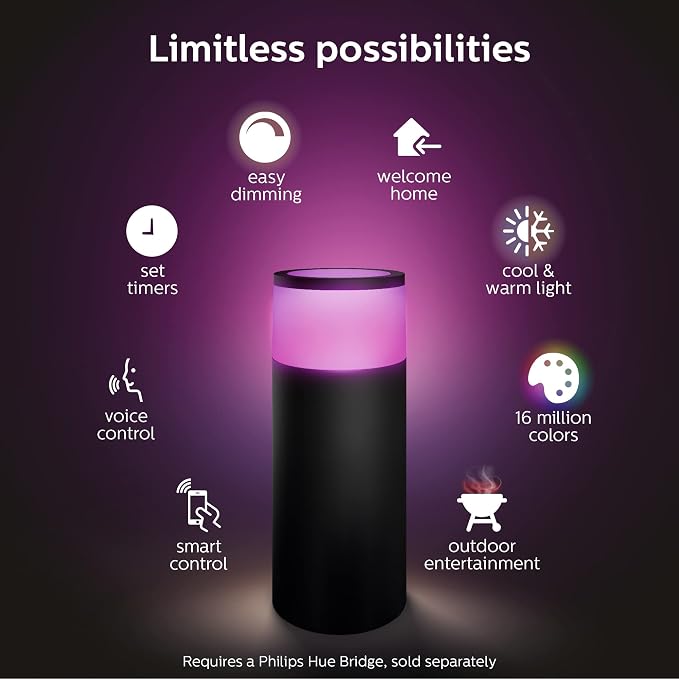 Philips Hue Calla Outdoor Smart Pathway Light White & Color Ambiance LED Walkway Lights - Low Voltage Lighting Requires Bridge and Power Supply Control with App and Voice - Weatherproof (Pack of 6) - Image 7