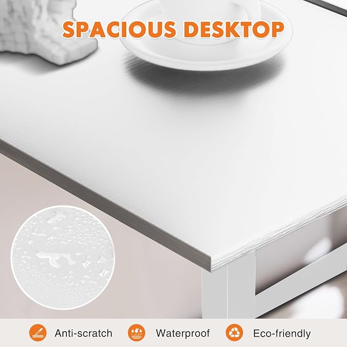 Sweetcrispy 32-Inch Small Computer Desk for Bedroom, Light White | Gaming Writing Work and Study Desk for Home Office, Sturdy Metal Frame and Compact Modern Design with X-Shaped - Image 5