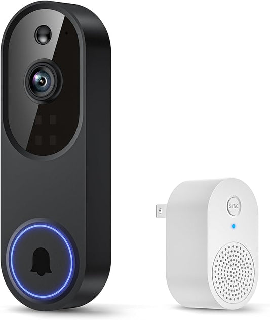1080p Smart Wi-Fi Doorbell Camera with Doorbell Receiver, AI Motion Detection, Night Vision, Cloud Storage, 2 Way Audio, Battery Powered, 2.4GHz Wi-Fi Only by Unknown
