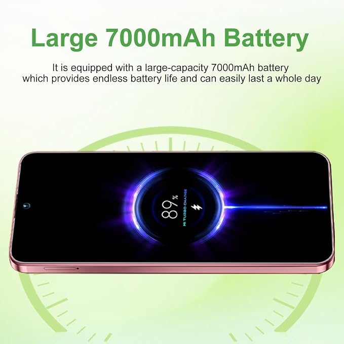 17 PMAX Unlocked Cell Phone,16GB+512GB Smartphone,6.99" HD Screen Android 15 5G Phones,Battery 7000mAh Android The Phone,Fingerprint Button Unlock/GPS/Face ID/Dual SIM/5G (Rose Glod) - Image 5