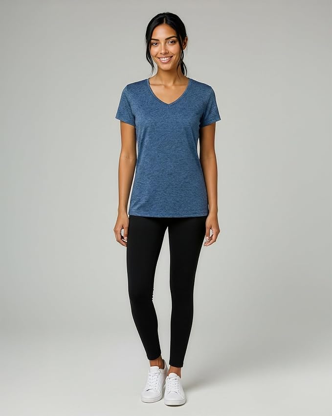 5 Pack Women's Dry Fit V Neck Workout Tops T Shirts Athletic Gym Yoga Tees | Available In Plus Size, Cooling Moisture-Wicking, Short Sleeve, Quick-Dry, Fitness, Stretch, Exercise, Running, Hiking - Image 7