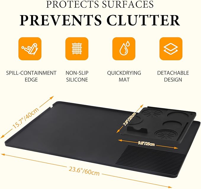 Coffee Mat, Coffee Maker Mat for Kitchen Counter with Tamping Mat, 40x60cm Silicone Coffee Bar Pad, Anti-Slip, Heat Resistant Pad for Espresso Machines, Dinner Plates, Ice Cream Machines - Image 5