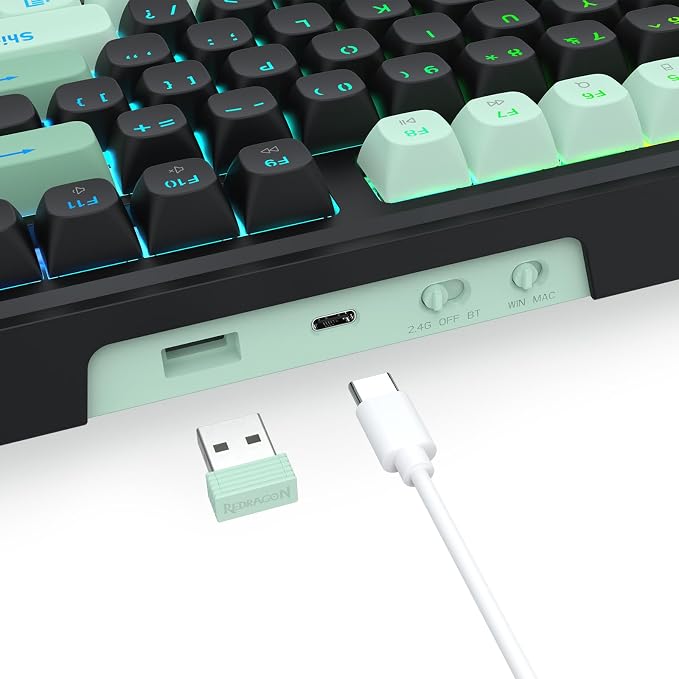 Redragon K745 PRO Wireless 108-Key Gasket RGB Gaming Keyboard, 4 Hotkeys | Extra Shortcut Keys, 0-Delay Tri-Mode, Cushioned Noise Dampening for Creamy Thocky Sound, Unfaded PBT Keycaps, PRO Software - Image 5