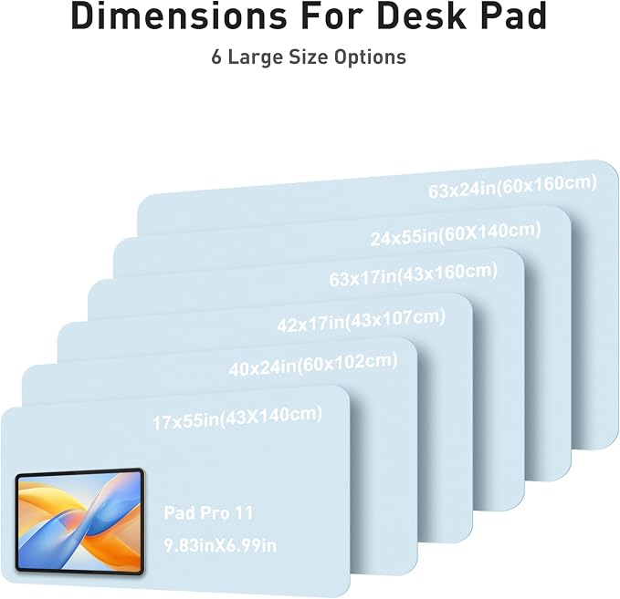 Aothia Faux Leather Desk Mat - Large Mouse Pad, Non-Slip PU Leather Blotter, Waterproof Writing Surface for Office and Home (Baby Blue, 42" x 17") - Image 5
