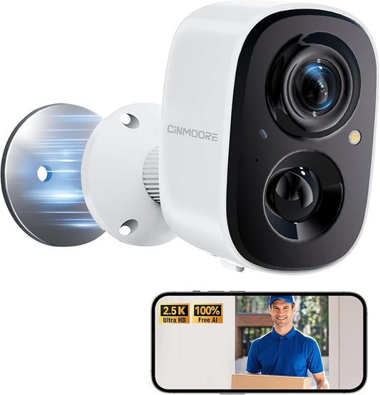 2.5K Wireless Home Security Cameras, Outdoor WiFi Non-Subscription AI Person Detection, 4MP Color Night Vision, Full Duplex 2-Way Audio, IP66 Waterproof Battery Powered, U.S. AWS Cloud by Unknown