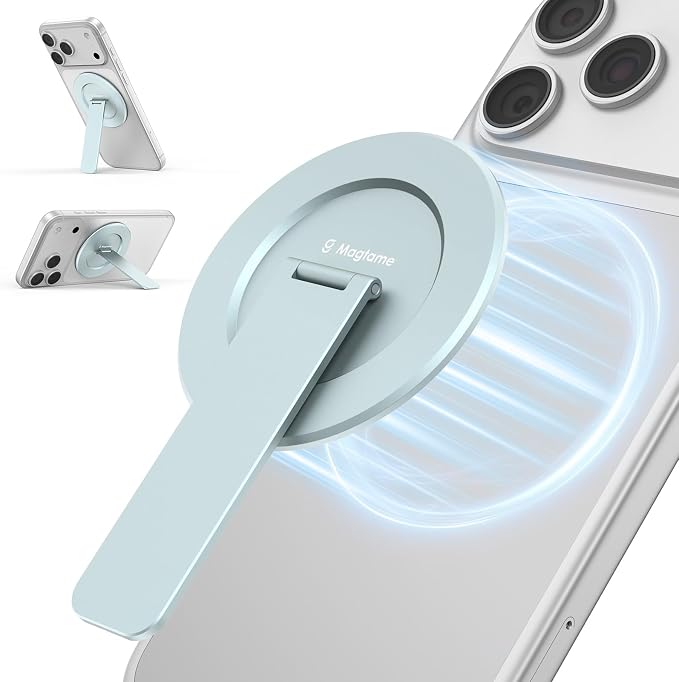 Magnetic Phone Stand for Magsafe, Ultra-Slim Snap-on Phone Holder Kickstand,180° Adjustable Angle Damping Design Cellphone Grip, Blue by Magtame