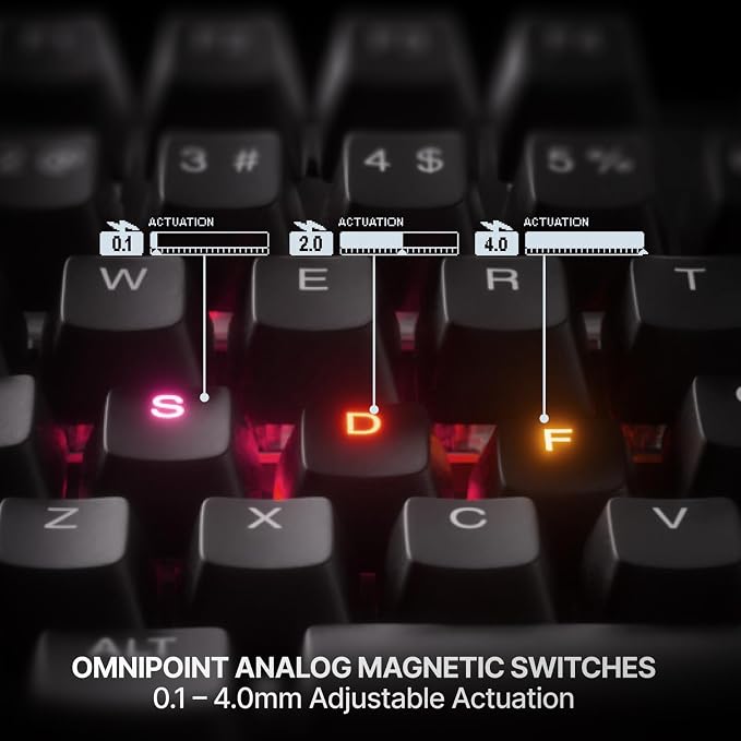 SteelSeries Apex Pro TKL Gen 3 Gaming Keyboard - OmniPoint 3.0 Analog Magnetic Switches, Quickset Auto-Presets (Rapid Trigger, Rapid Tap/SOCD, Protection Mode), OLED, RGB, PBT Keycaps, USB-C, Black - Image 6
