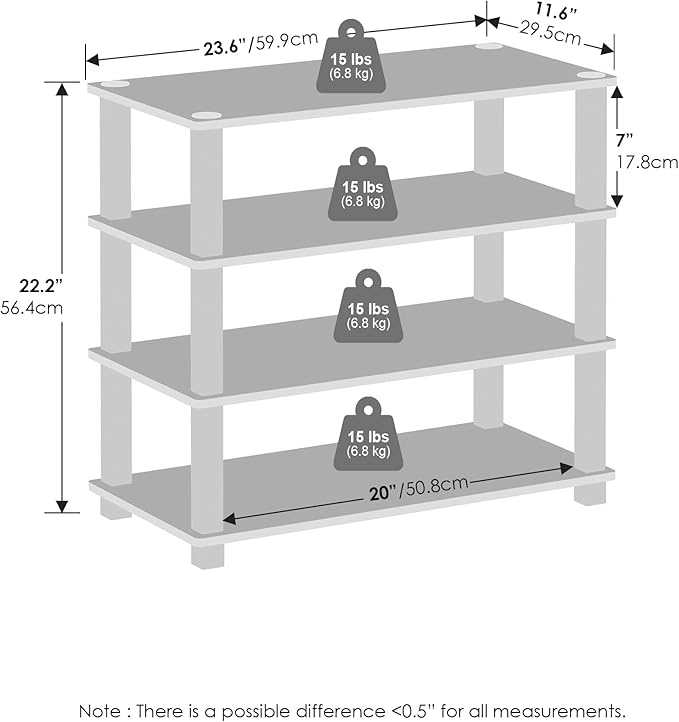 Furinno Turn-N-Tube Storage Shelves Set of 2, 4-Tier Stackable Standing Shelf, Open Corner Shelf, for Organization and Storage, Living Room, Garage, Home Office, Espresso - Image 2