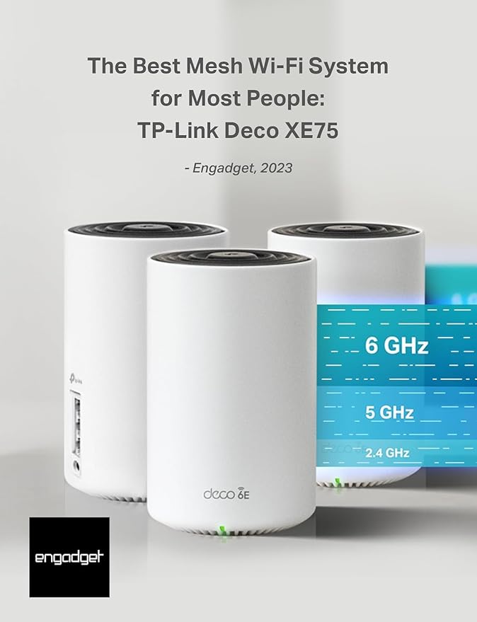TP-Link Deco XE75 AXE5400 Tri-Band WiFi 6E Mesh System - Covers up to 5500 Sq.Ft, Replaces WiFi Router and Extender, AI-Driven Mesh, 6GHz Band, 2-Pack - Image 2