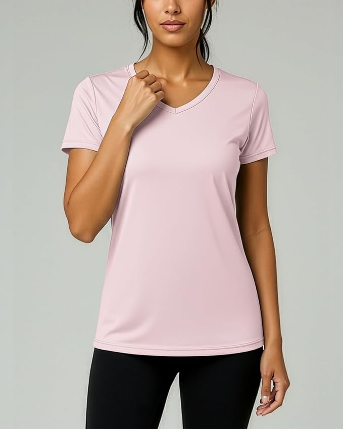5 Pack Women's Dry Fit V Neck Workout Tops T Shirts Athletic Gym Yoga Tees | Available In Plus Size, Cooling Moisture-Wicking, Short Sleeve, Quick-Dry, Fitness, Stretch, Exercise, Running, Hiking - Image 3