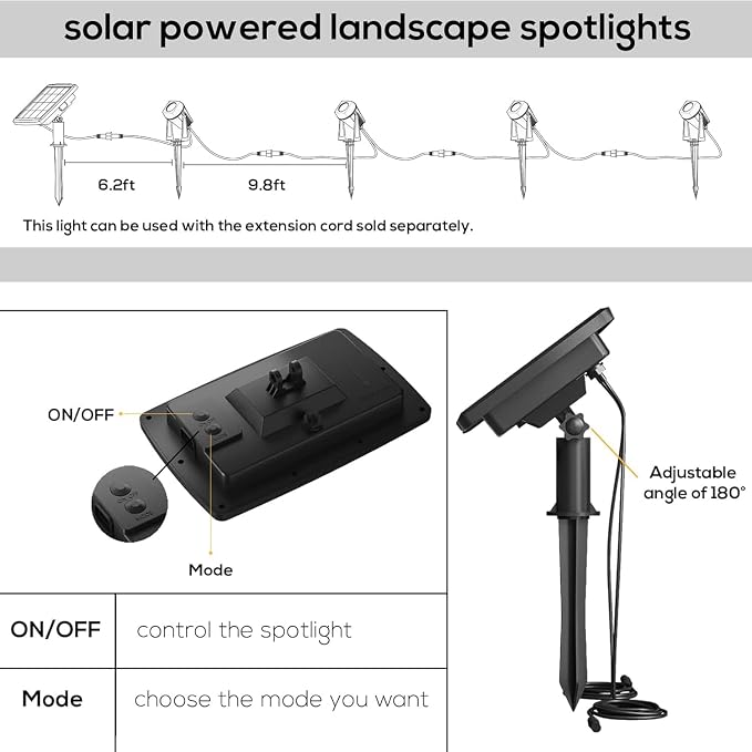 Solar Smart Bluetooth Landscape Spotlights 4 Pack, RGBW Landscape Light, Solar Spot Lights Outdoor, Solar Outdoor Uplights for Garden Trees Yard Landscape - Image 2