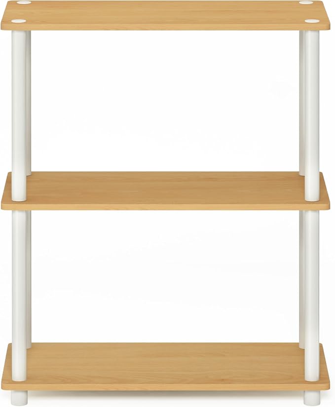 Furinno TURN-N-TUBE Storage Shelves, 3-Tier Book Shelf, Corner Shelf, Toolless Open Shelves, for Organization and Storage, Living Room, Garage, Home Office, Beech - Image 7