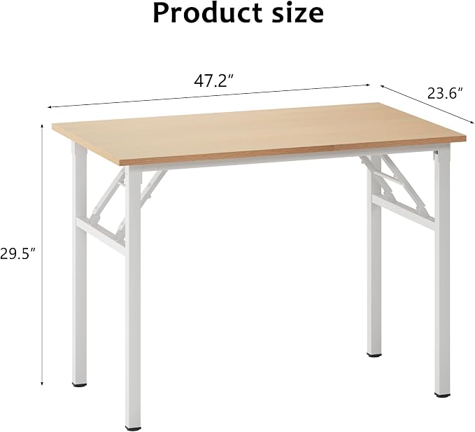 Need Office Computer Desk 47.2x23.6 in Sturdy Folding Laptop Table Pink Oak | White Frame Writing Gaming Work Table/Foldable Home Office Desk/Sewing Table, No Assembly Required - Image 3