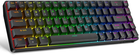 DIERYA DK68 60% Wireless Mechanical Gaming Keyboard, 3-Mode, Bluetooth 5.0/2.4G/USB-C, RGB Backlit, 68-Key Compact Mini for Windows, Mac, Linux - Linear Red Switch - Black by DIERYA