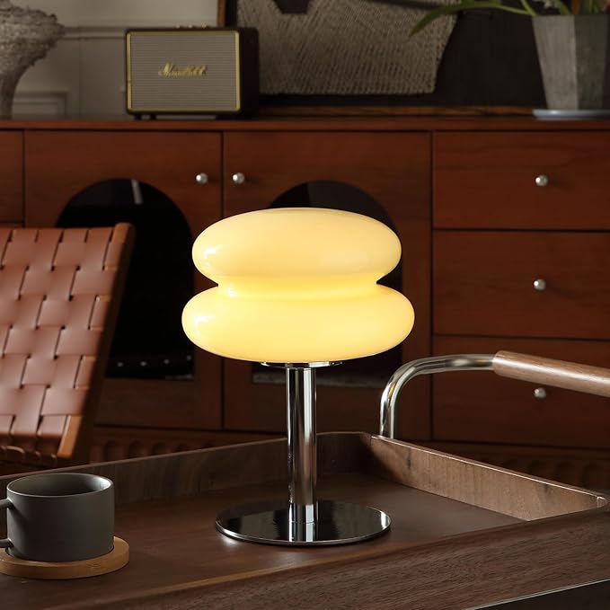 Glivpny Mushroom Lamp Table Lamp for Night Stands,Mid Century Modern Desk Lamps for Bedroom, Vintage Dimmable Bedside Small Cute Lamps, Cool Aesthetic House Warming Gifts New Home Decor(Cream) by Glivpny