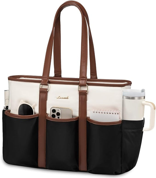 LOVEVOOK Teacher Tote Bag for Women Work, Nurse Laptop Bag for Women, Utility Everything Tote For Work/Travel/College/Daily, Professional Computer Purse Large Handbag With Multi Pockets by LOVEVOOK