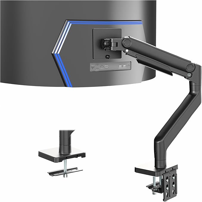 VIVO Heavy Duty Aluminum Ultrawide Monitor Tension Arm for up to 49 inch Screens, Holds 44 lbs, Premium Desk Mount Stand Designed for Samsung Odyssey G9 and More, Black, STAND-V101V by Unknown