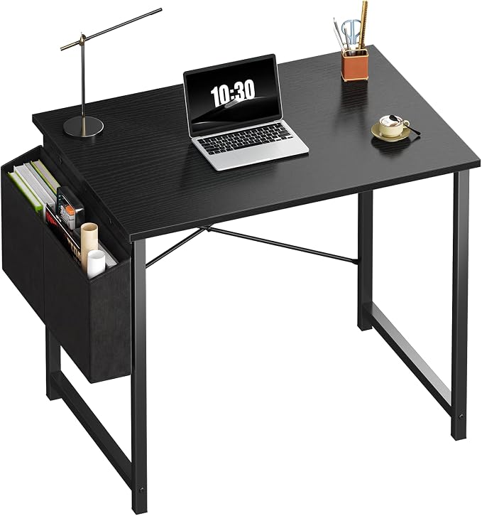 OLIXIS Small Computer Desk, 31 Inch Gaming Desks for Home Office | Writing Study Craft Work Table, Computer Workstation for Bedroom Small Spaces with Storage Bag, Black by OLIXIS