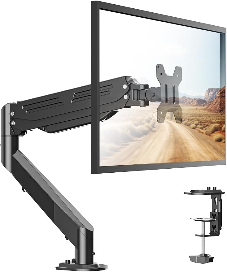 Bracwiser Monitor Mount 17-35 Inch Adjustable Gas Spring Desk Mount Stand Hold up to 24.25lbs with Clamp/Grommet Mounting Base (MD82) by Bracwiser