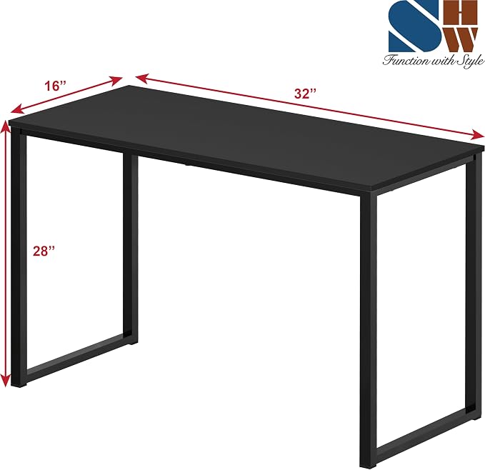 SHW Mission 32-Inch Home Office Computer Desk, Black - Image 3
