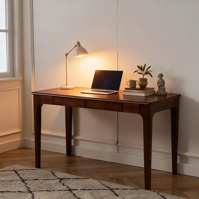 Solid Wooden Desk with Drawers, Small Writing Desk with Drawers for Computer, PC Desk for Work, Study or Gaming, Easy to Assemble - Image 2