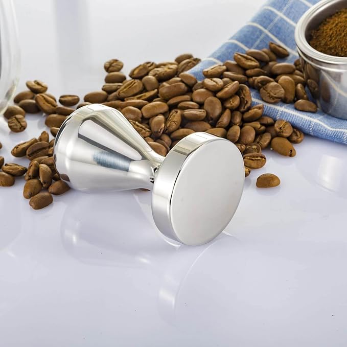 51mm Espresso Tamper, Coffee Tamper with Flat Base, Solid Aluminum Alloy Coffee Press Tool, Chrome-Plated Hand Espresso Tamper for 51mm Portafilter Espresso Machines - Image 3