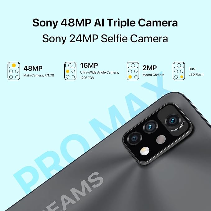 UMIDIGI A11 Pro Max Unlocked Cell Phone, Helio G80, 4GB+128GB Expandable 256GB, 6.8 Inch FHD Touch Screen, 5150mAh Battery Android Phone, 48MP+16MP, Dual SIM 4G Volte, Al Face Unlock - Image 3