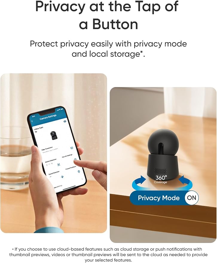 eufy Security 4K Indoor Camera E30,Pan & Tilt,AI Auto Tracking,Color Night Vision,Pet/Baby/Nanny Monitor with Two-Way Audio,AI Human/Pet Detection,Works with HomeKit, No Monthly Fee, Black - Image 6