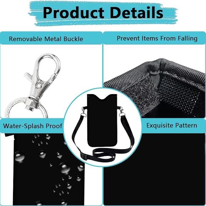 Neoprene Cell Phone Sleeve Pouch with Adjustable Strap Neck Lanyard Fits Most Smartphones 7.1 x 3.9 Inch Black Phone Sleeve Waterproof Carrying Cellphone Crossbody Case Bag for Women Men - Image 4