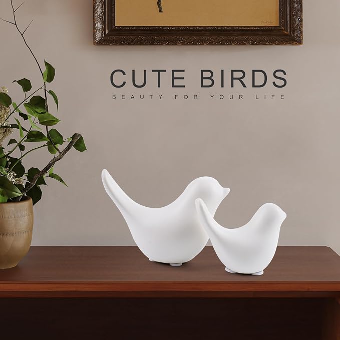 Notakia Small White Birds Statues Home Decor Modern Style Decorative Ornaments for Living Room Decor, Bedroom, Office Desktop, Cabinets (2Pcs White Birds) - Image 7