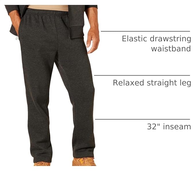 Amazon Essentials Men's Relaxed Straight Leg Fleece Open Bottom Sweatpant (Available in Big & Tall) - Image 5