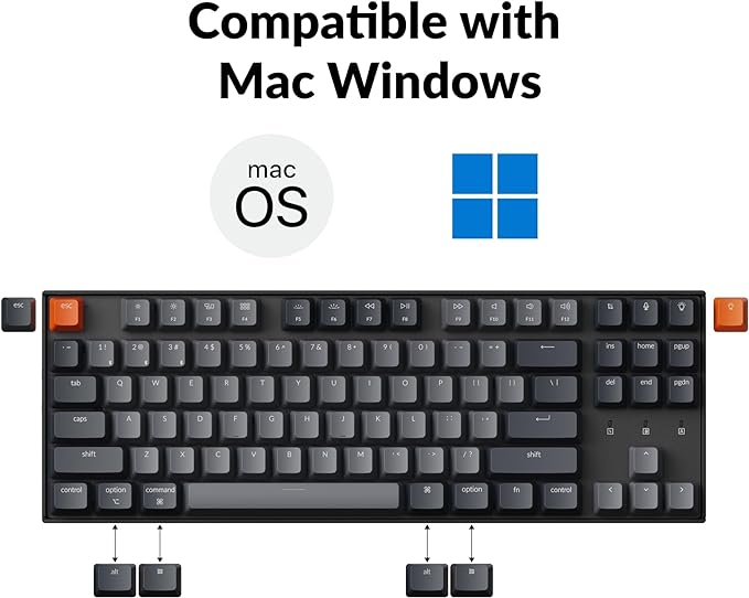 Keychron K8 Tenkeyless Wireless Mechanical Keyboard for Mac, White Backlight, Bluetooth, Multitasking, Type-C Wired Gaming Keyboard for Windows with Brown Switch - Image 3