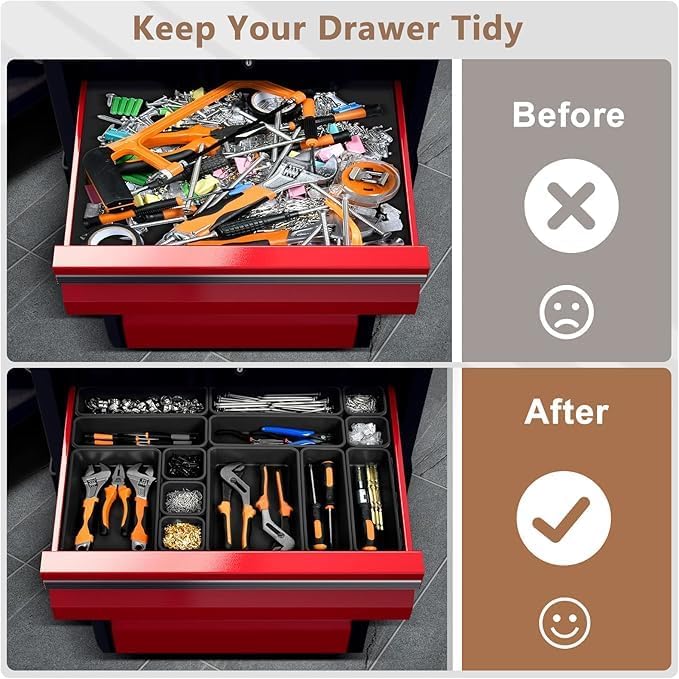 A-LUGEI【Large Size】【5 Pcs】 Tool Box Organizer Tray Divider【Single Size】 Desk Drawer Organizer Bin, Garage Organization and Storage Toolbox for Rolling Tool Chest Cart Cabinet WorkBench Part Widget - Image 4
