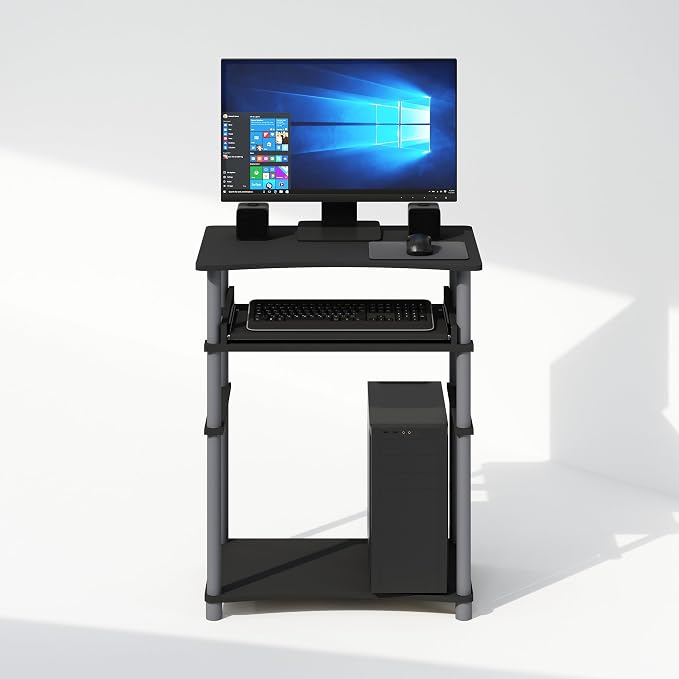 Furinno Home Desk, 23.6" Wide Gaming Desk with Keyboard Tray, Computer Desk, Office Writing Desk for Home Office, Bedroom, Black - Image 5