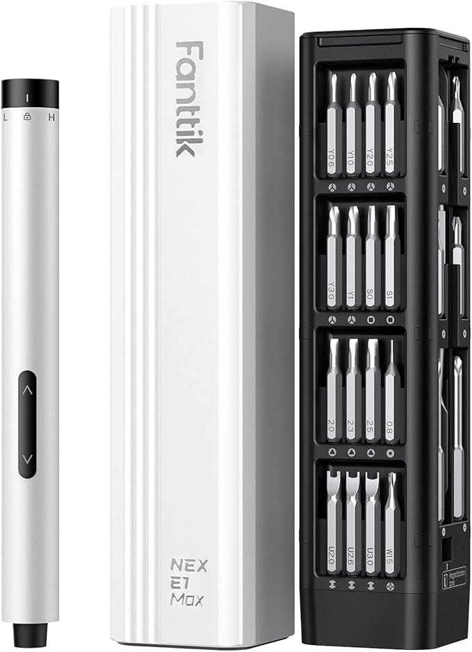 Fanttik E1 Max Precision Electric Screwdriver, Mini Screwdriver Set(White) | 50 Magnetic Bits, Magnetic Storage, 0.2N.m, 5/32‘’ Precision Repair Tool Kit for Electronics Phone Camera Laptop Watch by FANTTIK%C2%AE