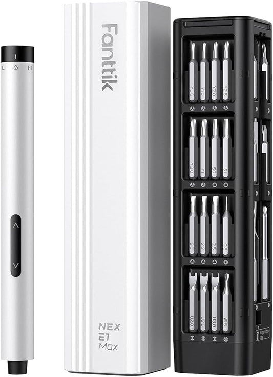 Fanttik E1 Max Precision Electric Screwdriver, Mini Screwdriver Set(White) | 50 Magnetic Bits, Magnetic Storage, 0.2N.m, 5/32‘’ Precision Repair Tool Kit for Electronics Phone Camera Laptop Watch by FANTTIK%C2%AE